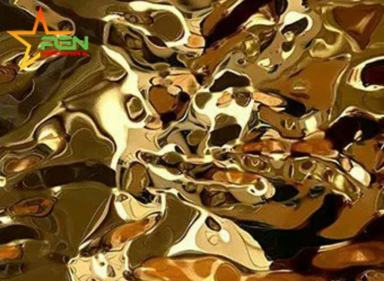 TẤM INOX 3D SÓNG NƯỚC MÀU VÀNG 